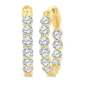 2 Ctw Inside & Out Round Cut Diamond Fashion Hoop Earrings in 14K Yellow Gold