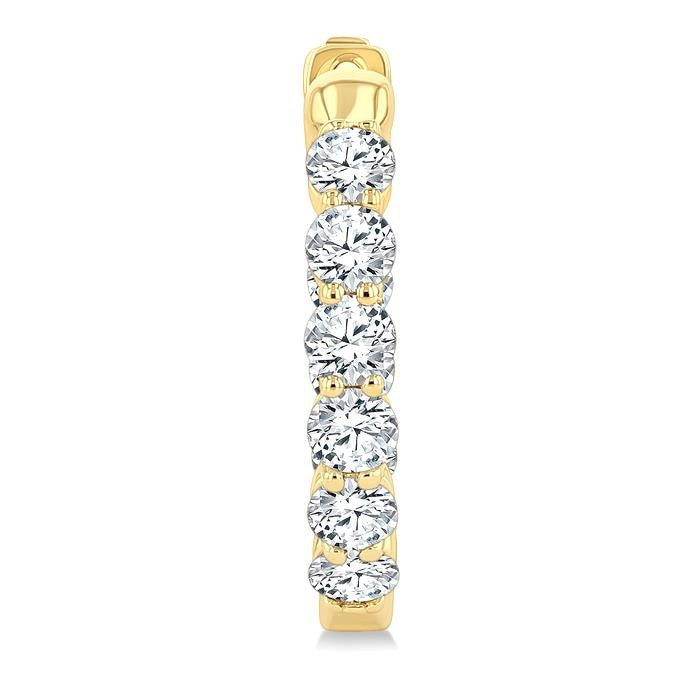 2 Ctw Inside & Out Round Cut Diamond Fashion Hoop Earrings in 14K Yellow Gold