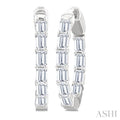 2 Ctw Emerald Cut Diamond Inside Out Fashion Hoop Earrings in 14K White Gold