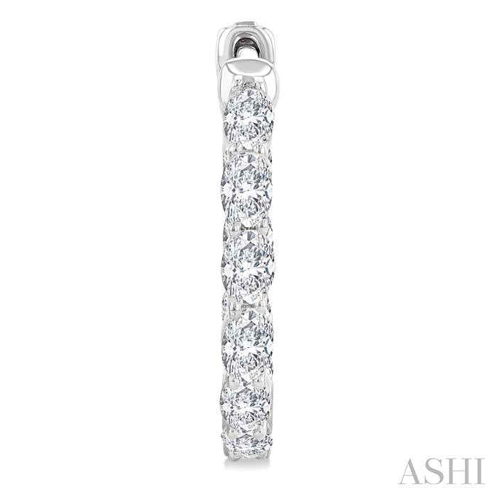2 Ctw Inside-Out Oval Cut Diamond Hoop Earrings in 14K White Gold