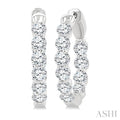 2 Ctw Inside & Out Round Cut Diamond Fashion Hoop Earrings in 14K White Gold