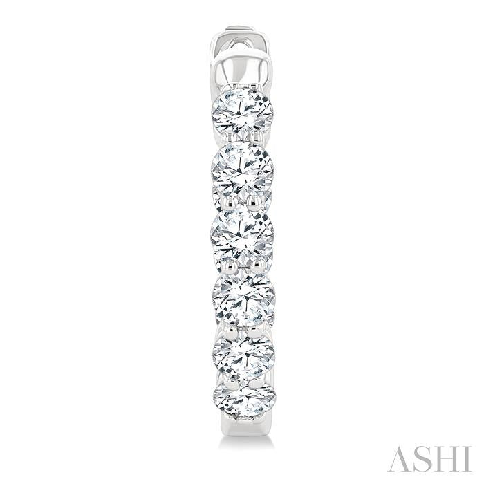 2 Ctw Inside & Out Round Cut Diamond Fashion Hoop Earrings in 14K White Gold