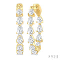 2 Ctw Inside & Out Pear Cut Diamond Fashion Hoop Earrings in 14K Yellow Gold