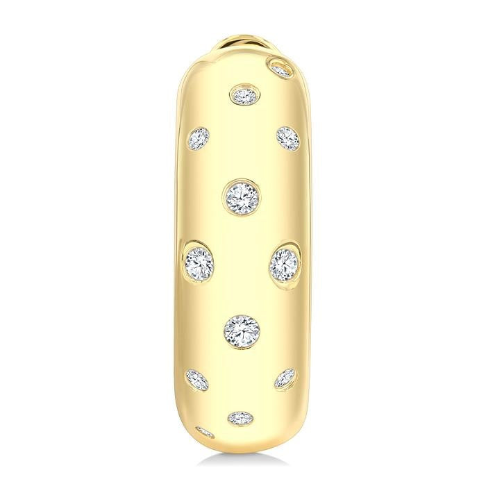 1/4 Ctw Mosaic Flush Set Round Cut Diamond Fashion Hoop Earrings in 10K Yellow Gold