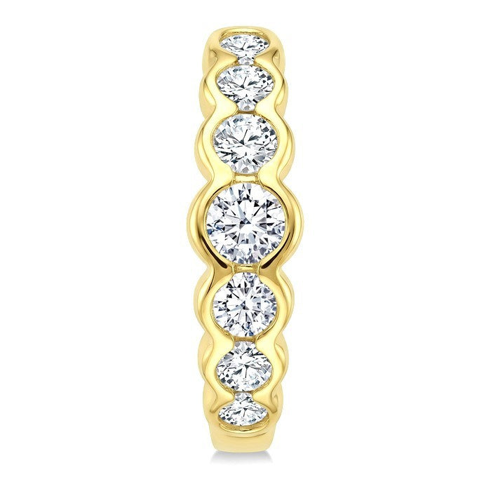 1 Ctw Graduated Bezel Set Round Cut Diamond Fashion Hoop Earrings in 14K Yellow Gold