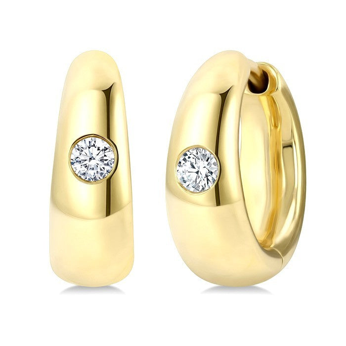 1/4 Ctw Round Cut Diamond Aeris Gold Fashion Hoop Earrings in 14K Yellow Gold