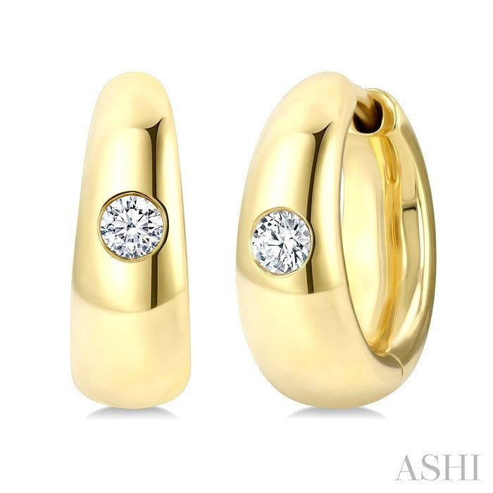 1/4 Ctw Round Cut Diamond Aeris Gold Fashion Hoop Earrings in 14K Yellow Gold