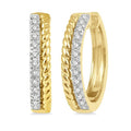 1/4 Ctw Rope Bead & Round Cut Diamond Hoop Earrings in 14K Yellow Gold