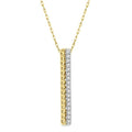 1/6 Ctw Rope Bead & Round Cut Diamond Bar Pendant With Chain in 14K Yellow Gold