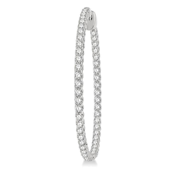 2 Ctw Inside-Out Round Cut Diamond 1 1/2 Inch Hoop Earrings in 14K White Gold