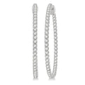 3 Ctw Inside-Out Round Cut Diamond 1 1/2 Inch Hoop Earrings in 14K White Gold