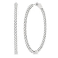 4 Ctw Inside-Out Round Cut Diamond 1 1/2 Inch Hoop Earrings in 14K White Gold