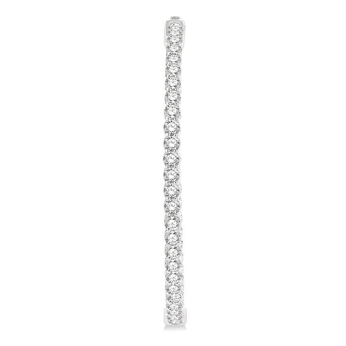 4 Ctw Inside-Out Round Cut Diamond 1 1/2 Inch Hoop Earrings in 14K White Gold