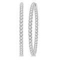 5 Ctw Inside-Out Round Cut Diamond 1 1/2 Inch Hoop Earrings in 14K White Gold