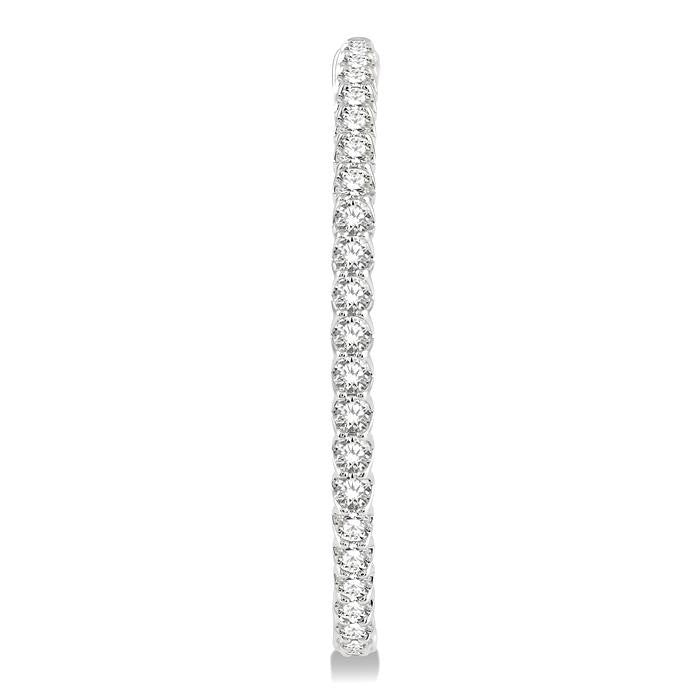 5 Ctw Inside-Out Round Cut Diamond 1 1/2 Inch Hoop Earrings in 14K White Gold