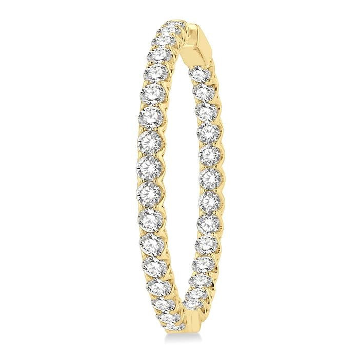 10 Ctw Inside-Out Round Cut Diamond 1 1/2 Inch Hoop Earrings in 14K Yellow Gold