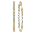 2 Ctw Inside-Out Round Cut Diamond 1 1/2 Inch Hoop Earrings in 14K Yellow Gold