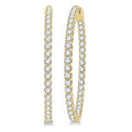 5 Ctw Inside-Out Round Cut Diamond 1 1/2 Inch Hoop Earrings in 14K Yellow Gold