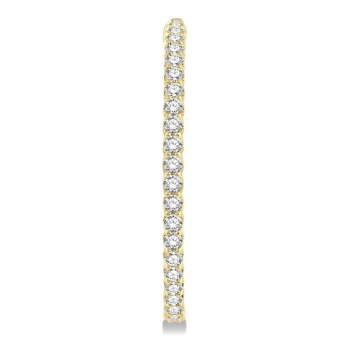 5 Ctw Inside-Out Round Cut Diamond 1 1/2 Inch Hoop Earrings in 14K Yellow Gold
