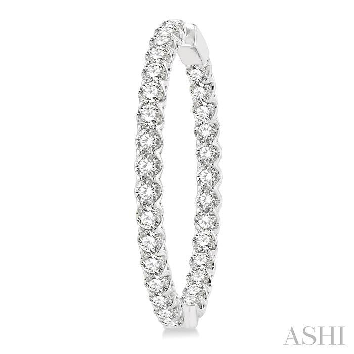 10 Ctw Inside-Out Round Cut Diamond 1 1/2 Inch Hoop Earrings in 14K White Gold