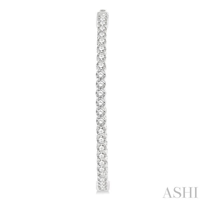 4 Ctw Inside-Out Round Cut Diamond 1 1/2 Inch Hoop Earrings in 14K White Gold