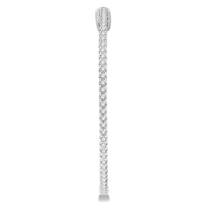 1 Ctw Inside-Out Round Cut Diamond 1 1/2 Inch Hoop Earrings in 14K White Gold