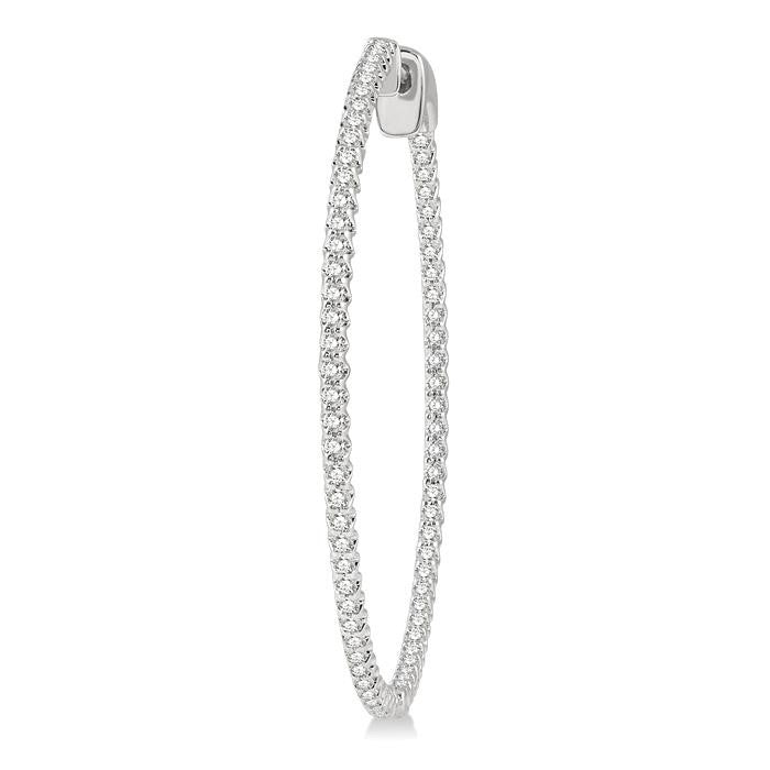 1 Ctw Inside-Out Round Cut Diamond 1 1/2 Inch Hoop Earrings in 14K White Gold