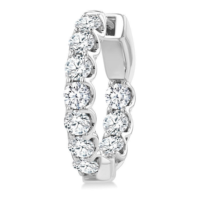 2 Ctw Inside-Out Round Cut Diamond Hoop Earrings in 18K White Gold