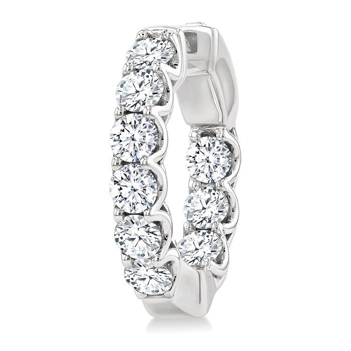 3 Ctw Inside-Out Round Cut Diamond Hoop Earrings in 18K White Gold