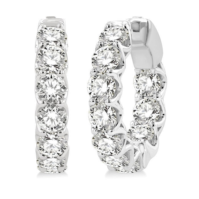 5 Ctw Inside-Out Round Cut Diamond Hoop Earrings in 18K White Gold