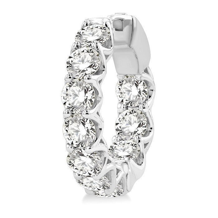 5 Ctw Inside-Out Round Cut Diamond Hoop Earrings in 18K White Gold