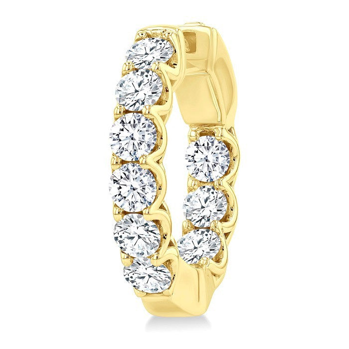 3 Ctw Inside-Out Round Cut Diamond Hoop Earrings in 18K Yellow Gold