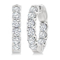 3 Ctw Inside-Out Embellished Round Cut Diamond Hoop Earrings in 14K White Gold