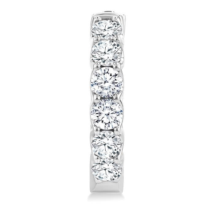 3 Ctw Inside-Out Embellished Round Cut Diamond Hoop Earrings in 14K White Gold