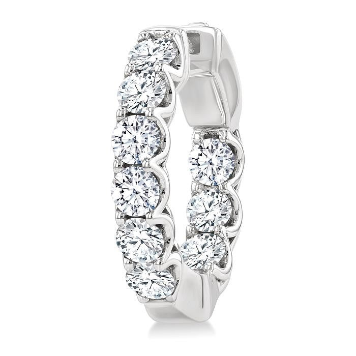 3 Ctw Inside-Out Embellished Round Cut Diamond Hoop Earrings in 14K White Gold
