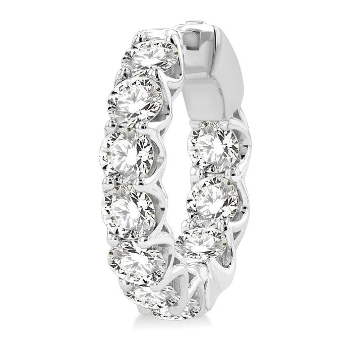 5 Ctw Inside-Out Embellished Round Cut Diamond Hoop Earrings in 14K White Gold