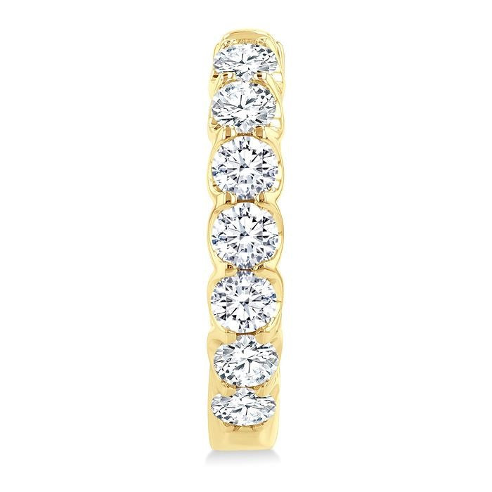 2 Ctw Inside-Out Embellished Round Cut Diamond Hoop Earrings in 14K Yellow Gold