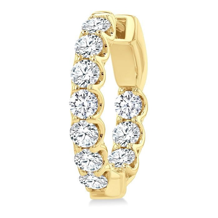 2 Ctw Inside-Out Embellished Round Cut Diamond Hoop Earrings in 14K Yellow Gold