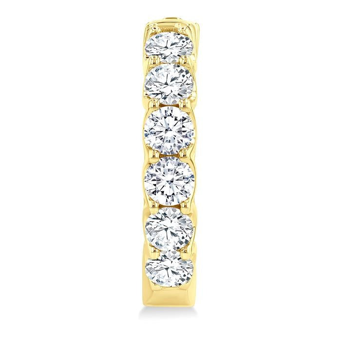 3 Ctw Inside-Out Embellished Round Cut Diamond Hoop Earrings in 14K Yellow Gold