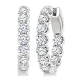 2 Ctw Inside-Out Embellished Round Cut Diamond Hoop Earrings in 14K White Gold