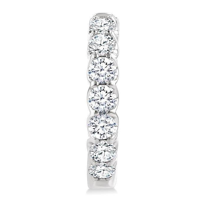 2 Ctw Inside-Out Embellished Round Cut Diamond Hoop Earrings in 14K White Gold