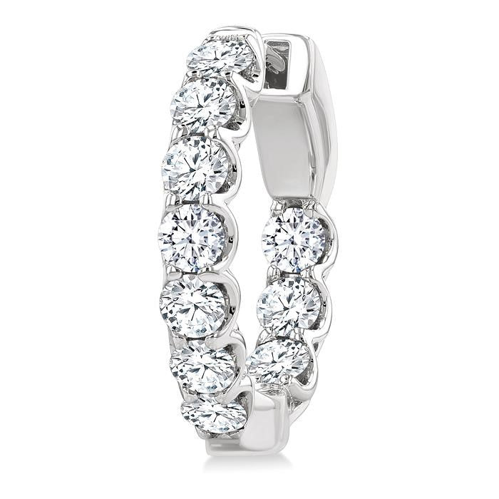 2 Ctw Inside-Out Embellished Round Cut Diamond Hoop Earrings in 14K White Gold