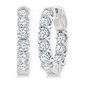 3 Ctw Inside-Out Embellished Round Cut Diamond Hoop Earrings in 14K White Gold