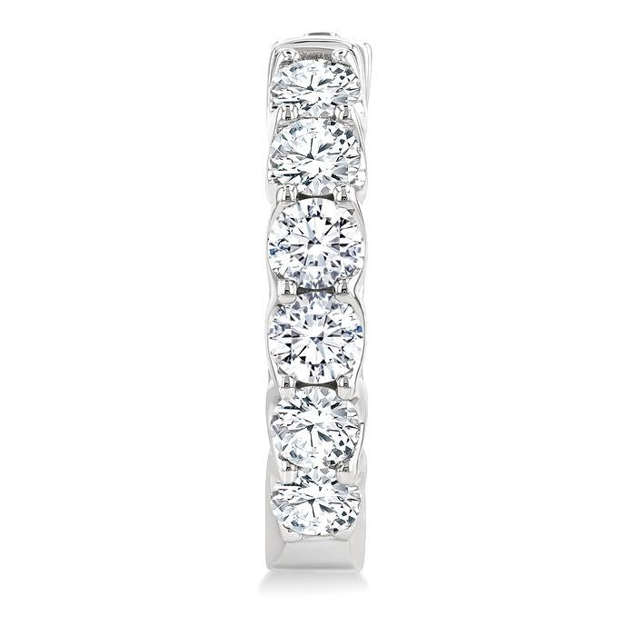 3 Ctw Inside-Out Embellished Round Cut Diamond Hoop Earrings in 14K White Gold