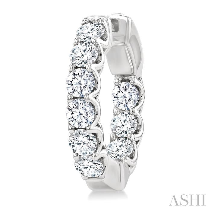 3 Ctw Inside-Out Embellished Round Cut Diamond Hoop Earrings in 14K White Gold