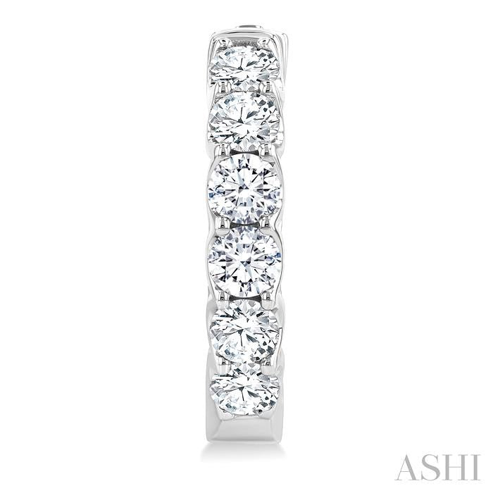 3 Ctw Inside-Out Embellished Round Cut Diamond Hoop Earrings in 14K White Gold
