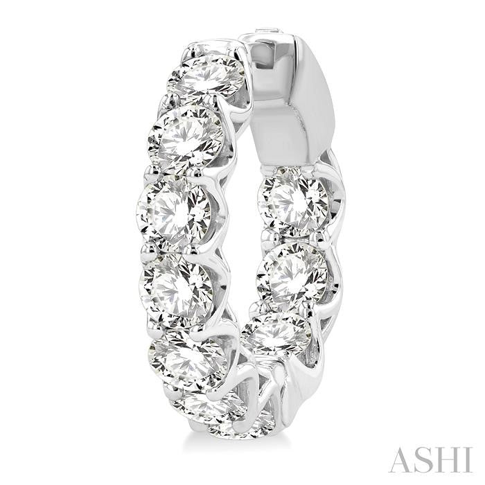 5 Ctw Inside-Out Embellished Round Cut Diamond Hoop Earrings in 14K White Gold