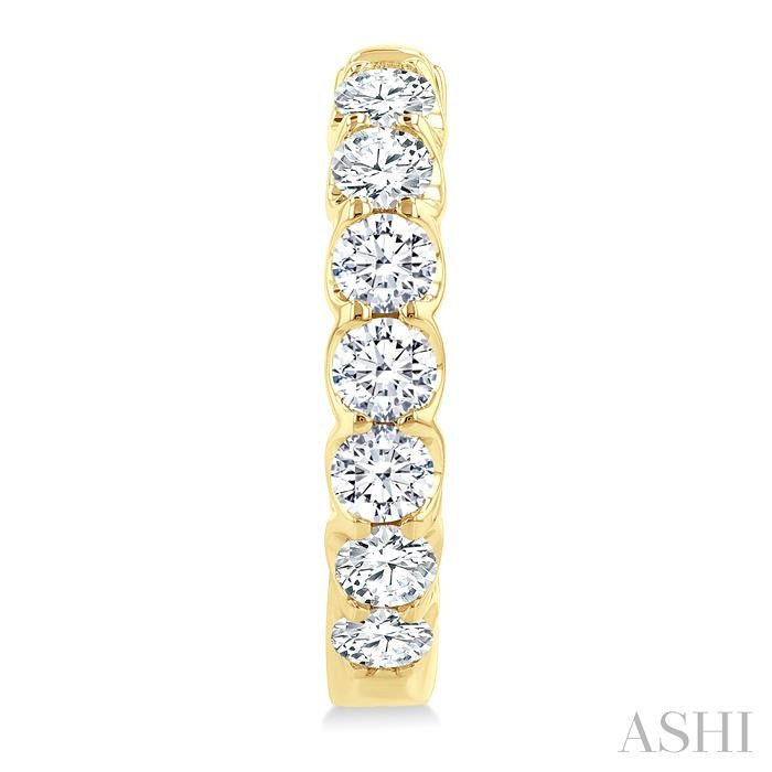 2 Ctw Inside-Out Embellished Round Cut Diamond Hoop Earrings in 14K Yellow Gold