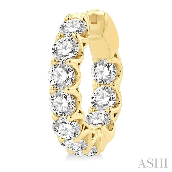 5 Ctw Inside-Out Embellished Round Cut Diamond Hoop Earrings in 14K Yellow Gold
