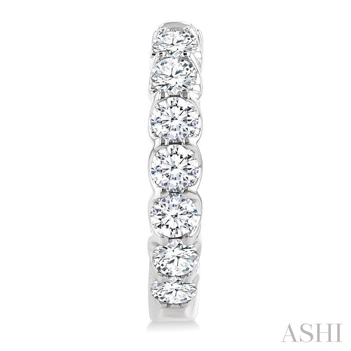 2 Ctw Inside-Out Embellished Round Cut Diamond Hoop Earrings in 14K White Gold